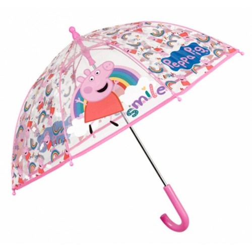Detský priehľadný holový dáždnik Peppa Pig - ružový