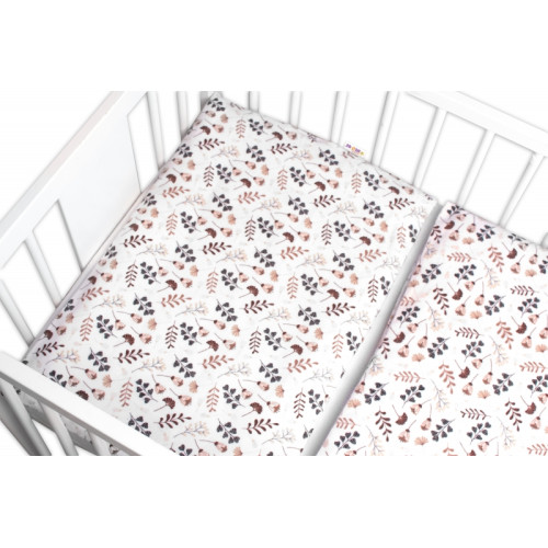 Povlečení do postýlky, 2D sada flanel - Louka, Baby Nellys, béžová/bílá