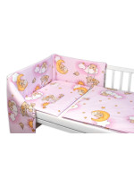 Mantinel s obliečkami Premium, Baby Nellys, 3D sada, Medvedík na rebríku, ružový,135x100cm