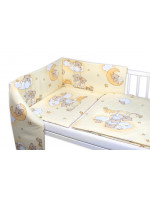 Mantinel s obliečkami Premium, 3D sada, Medvedík na rebríku, žltý, 135x100cm
