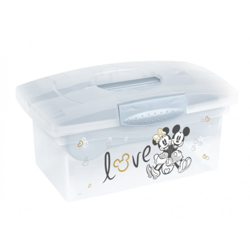 Prenosný box s organizérom Mickey Mouse , transparentná/modrá