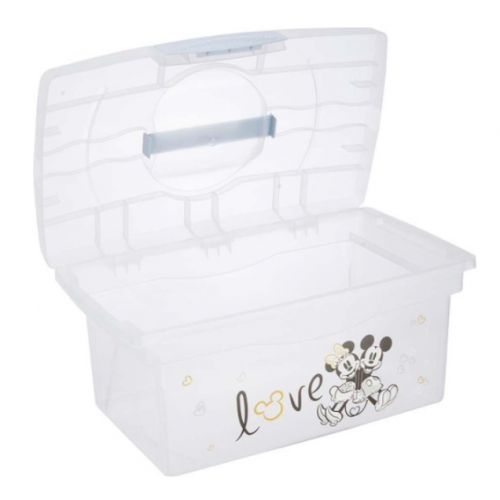 Prenosný box s organizérom Mickey Mouse , transparentná/modrá