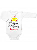 Body dlhý rukáv Hvězda letošních Vánoc, Baby Nellys, biele, veľ. 74