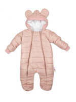 Zimná prešívaná kombinéza Lux s kapucňou Ouško Baby Nellys, púdrová, veľ. 68