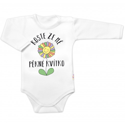 Body dlhý rukáv Roste ze mě pěkné kvítko, Baby Nellys, biele, veľ. 62