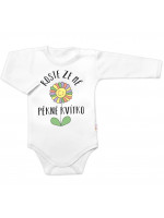 Body dlhý rukáv Roste ze mě pěkné kvítko, Baby Nellys, biele, veľ. 86