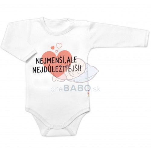 Body dlhý rukáv, Nejmenší, ale nejdůležitější, Baby Nellys, biele, veľ. 68