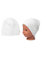 Dvojvrstvová ažúrková čiapka, bavlna, Baby Nellys - biela