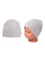 Dvojvrstvová ažúrková čiapka, bavlna, Baby Nellys - sivá