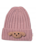 Detská zimná čiapka Bear, Baby Nellys - púdrovo ružová, veľ. 48-54 cm
