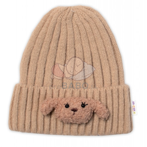 Detská zimná čiapka Bear, Baby Nellys - cappuccino, veľ. 48-54 cm