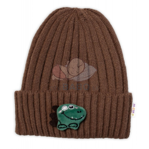 Detská zimná čiapka Dino, Baby Nellys - hnedá, veľ. 48-54 cm
