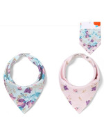 Detský podbradník/šatka 2D sada BabyOno Floral, lila/mätová