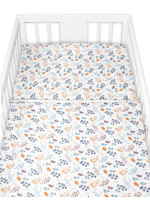 Povlečení do postýlky, 2D sada flanel - Louka, Baby Nellys, modrá/bílá