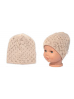 Ažúrková čiapka, dvojvrstvová, bavlna, Baby Nellys - cappuccino, veľ. 44-48 cm