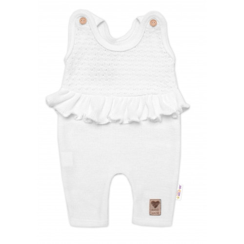 Pletené láclové nohavice Girl s volánikom, Baby Nellys, biele, veľ. 62