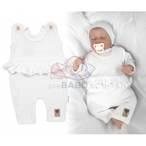 Pletené láclové nohavice Girl s volánikom, Baby Nellys, biele, veľ. 74