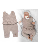 Pletené láclové nohavice Girl s volánikom, Baby Nellys, béžové, veľ. 62
