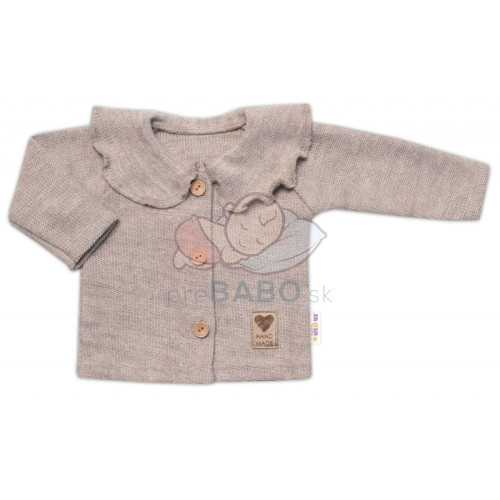 Pletený svetrík s volánikom Girl, Baby Nellys, béžový, veľ. 68