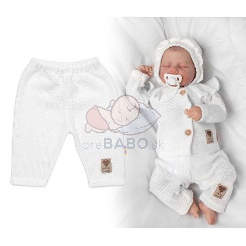 Pletené nohavice Hand Made Girl, Baby Nellys, biele
