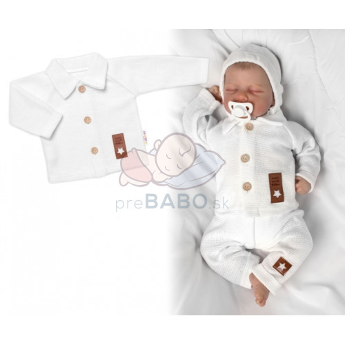 Pletený svetrík s gombíkmi Boy, Baby Nellys, biely, veľ. 74