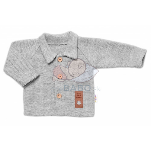 Pletený svetrík s gombíkmi Boy, Baby Nellys, sivý, veľ. 74