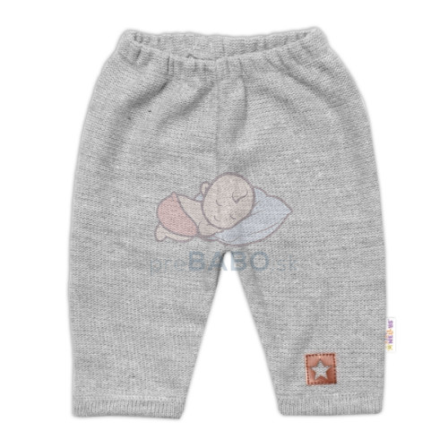 Pletené nohavice Hand Made Boy, Baby Nellys, sivé, veľ. 74