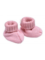 Pletené topánočky / capáčky STAR Hand Made Baby Nellys, púdrovo ružová