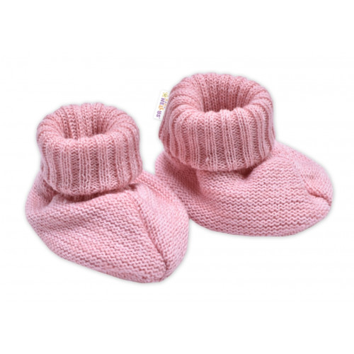 Pletené topánočky / capáčky STAR Hand Made Baby Nellys, púdrovo ružová