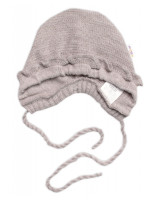 Pletená čiapočka na zaväzovanie bonetka Girl, Hand Made Baby Nellys, bežová, veľ. 68/74