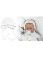 Pletená čiapočka na zaväzovanie bonetka Boy, Hand Made Baby Nellys, biela, veľ. 68/74