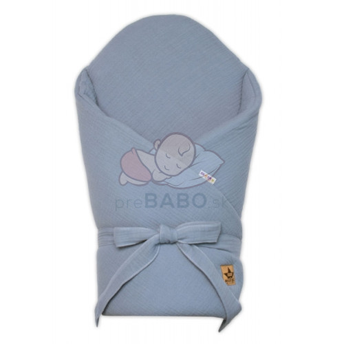Mušelínová zavinovačka s výstužou na zaväzovanie, Baby Nellys, 75x75cm, denim
