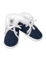 Dojčenské capáčky/topánočky na šnurovanie s kožúškom, Baby Nellys, granát