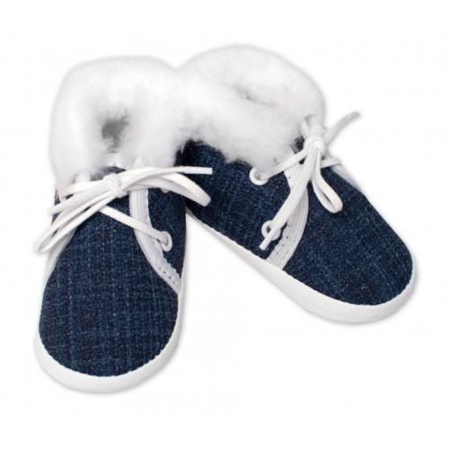 Dojčenské capáčky/topánočky na šnurovanie s kožúškom, Baby Nellys, granát