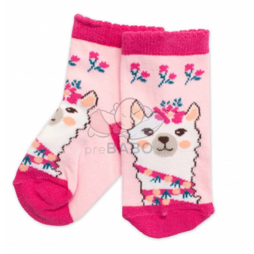 Detské bavlnené ponožky Lama - ružové