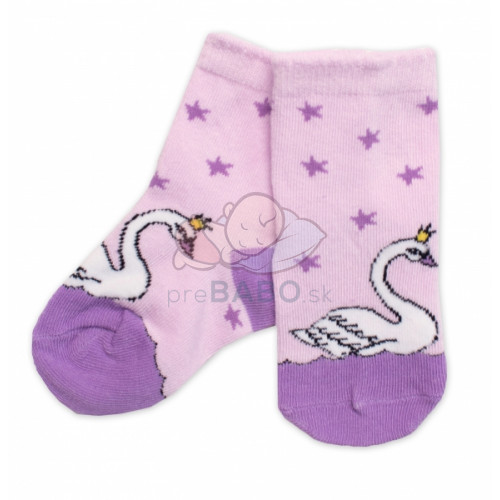 Detské bavlnené ponožky Labuť - lila