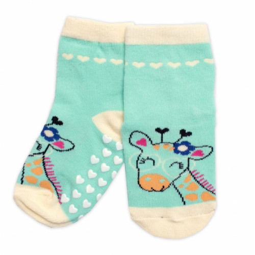 Detské ponožky s ABS Včielka - mátové