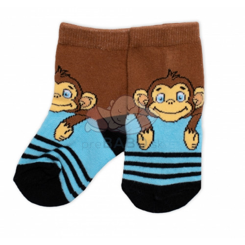 Detské bavlnené ponožky Monkey - hnedé/modré