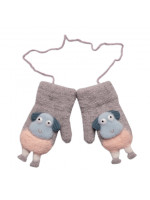 Zimné rukavičky so šnúrkou a kožúškom, Ovečka, Baby Nellys, sivé, 98/104, 13cm