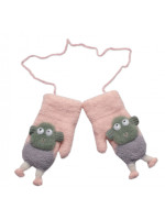 Zimné rukavičky so šnúrkou a kožúškom, Ovečka, Baby Nellys, svetlo ružové, 98/104, 13cm
