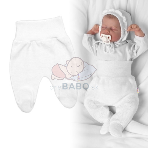 Pletené dojčenské polodupačky Hand Made, Baby Nellys, biele, veľ. 62