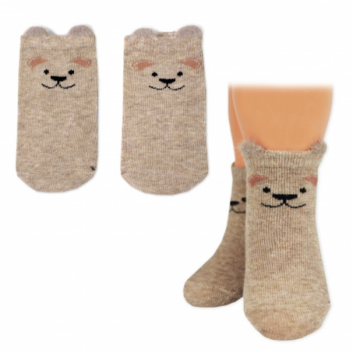 Chlapčenské bavlnené ponožky Psík 3D - hnedé, veľ. 68/80 - 1 pár