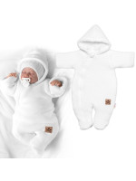 Zimná pletená kombinéza/overálok s kapucňou Baby Nellys - bílá, veľ. 74