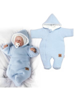 Zimná pletená kombinéza/overálok s kapucňou Baby Nellys - svetlo modrá, veľ. 74