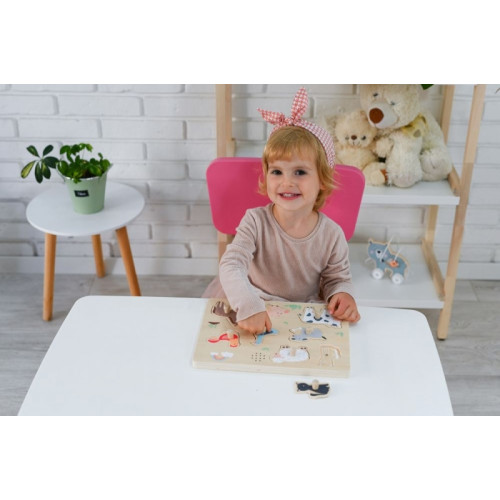 Drevené zábavné vkladacie puzzle so zvukom, Farma 3D
