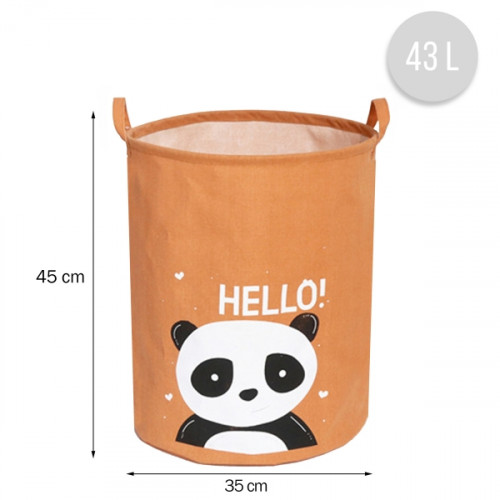 Kôš na hračky, bavlna, Hello Panda, hnědý - 43 L