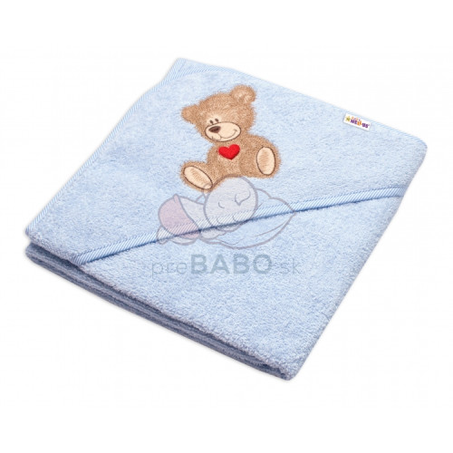 Froté osuška s kapucňou Baby Nellys® 80x80cm Sweet dreams by TEDDY - modrá