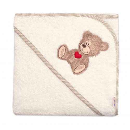 Froté osuška s kapucňou Baby Nellys® 80x80cm Sweet dreams by TEDDY - ecru