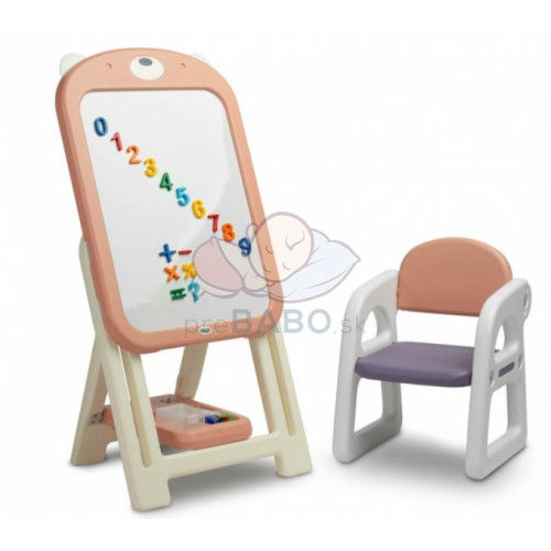 Detská magnetická tabuľa so stolíkom TOYZ TED - ružová