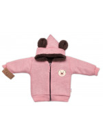 Oteplená pletená bundička Teddy Bear, Baby Nellys, dvojvrstvová, ružová